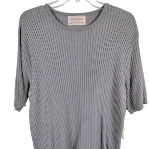 NWT Ingenuity Womens XL Ribbed Knit Sweater Blue Cotton Rayon Normcore Minimal